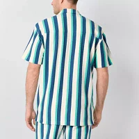 St. John's Bay French Terry Mens Short Sleeve Camp Shirt