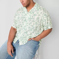 Arizona Big and Tall Mens Regular Fit Short Sleeve Button-Down Shirt
