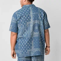 Arizona Big and Tall Mens Regular Fit Short Sleeve Button-Down Shirt