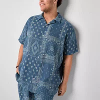 Arizona Big and Tall Mens Regular Fit Short Sleeve Button-Down Shirt