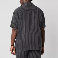 Arizona Big and Tall Mens Regular Fit Short Sleeve Striped Button-Down Shirt
