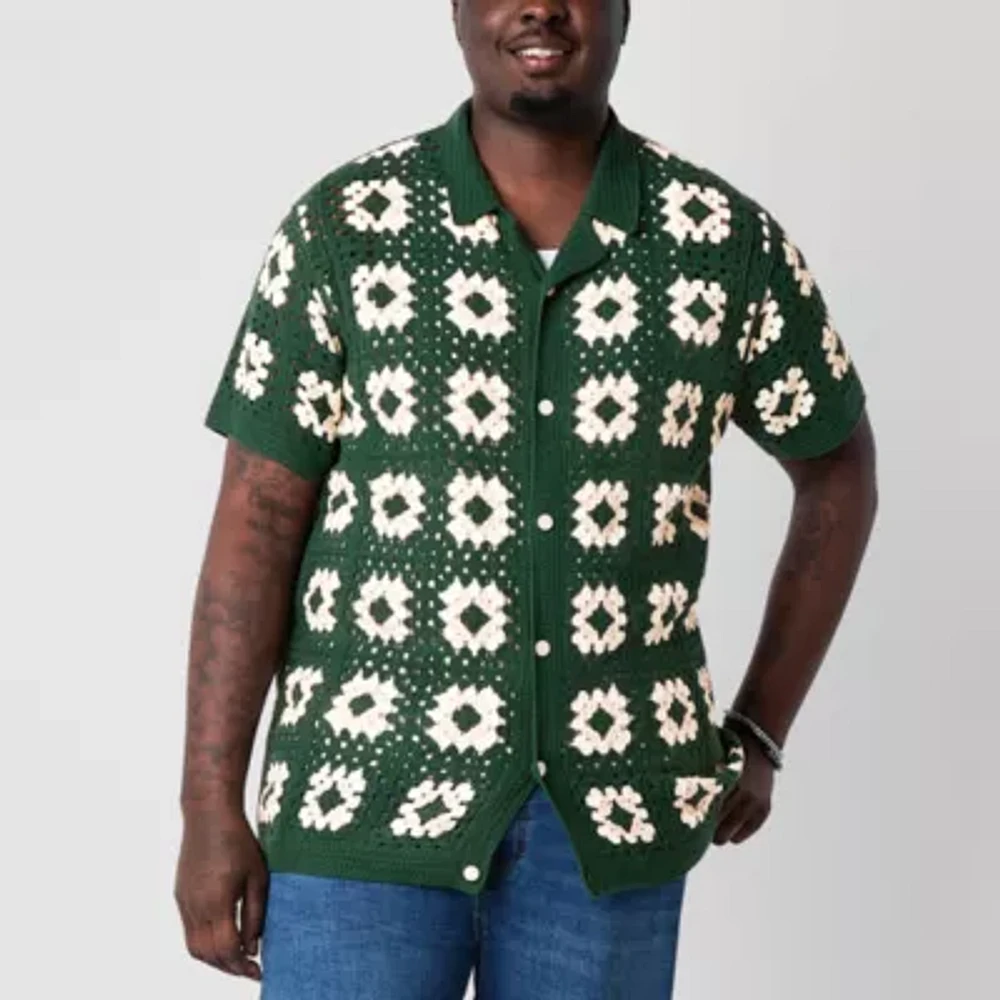 Arizona Big and Tall Mens Short Sleeve Cardigan