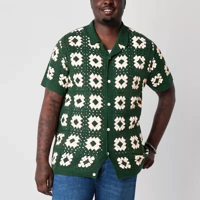 Arizona Big and Tall Mens Short Sleeve Cardigan