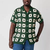 Arizona Big and Tall Mens Short Sleeve Cardigan