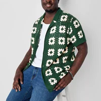 Arizona Big and Tall Mens Short Sleeve Cardigan