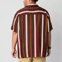 Arizona Mens Regular Fit Short Sleeve Striped Button-Down Shirt