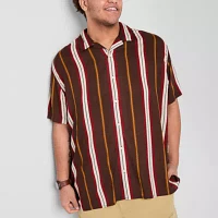 Arizona Mens Regular Fit Short Sleeve Striped Button-Down Shirt