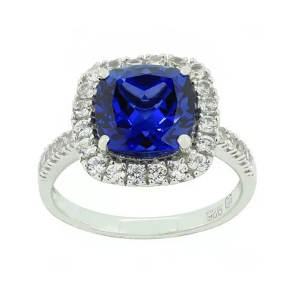 Blue & White Lab-Created Sapphire Sterling Silver Ring