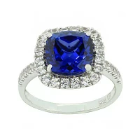 Blue & White Lab-Created Sapphire Sterling Silver Ring