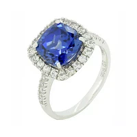 Blue & White Lab-Created Sapphire Sterling Silver Ring