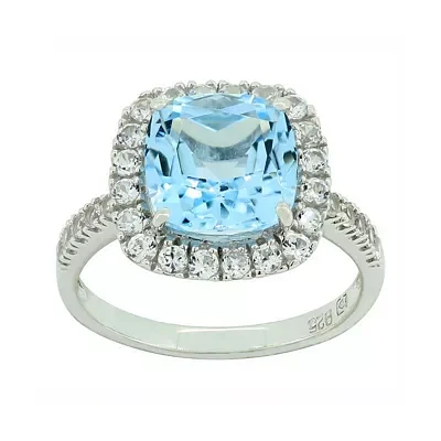 Genuine Blue Topaz & Lab-Created White Sapphire Sterling Silver Ring