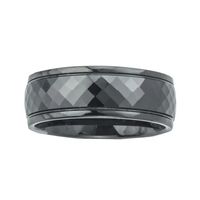 Mens Ceramic Faceted Black Band Ring