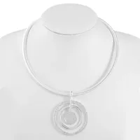 Liz Claiborne Silver Tone 17 Inch Omega Pendant Necklace