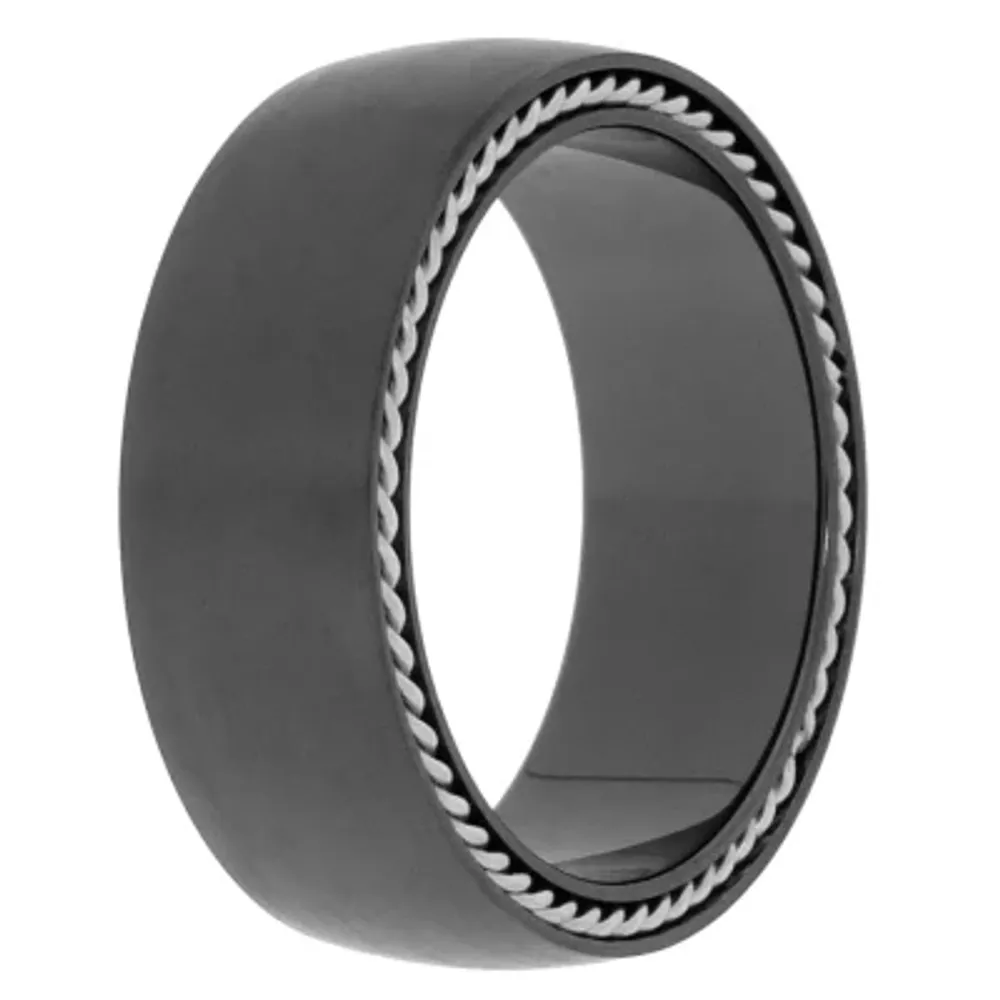 Mens Black Zirconium Band