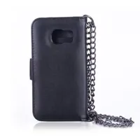 Genuine Leather Phone Case and Wallet Combination with Chain for ﻿Samsung Galaxy S7