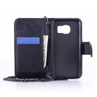 Genuine Leather Phone Case and Wallet Combination with Chain for ﻿Samsung Galaxy S7