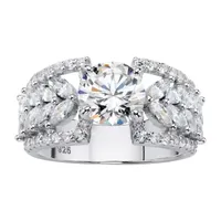 DiamonArt® Womens /4 CT. T.W. White Cubic Zirconia Platinum Over Silver Cocktail Ring