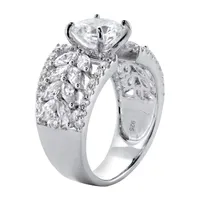 DiamonArt® Womens /4 CT. T.W. White Cubic Zirconia Platinum Over Silver Cocktail Ring