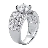 DiamonArt® Womens 4 CT. T.W. White Cubic Zirconia Platinum Over Silver Cocktail Ring