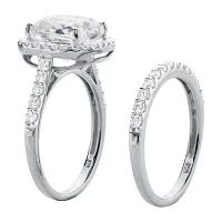 DiamonArt® Womens 3 1/2 CT. T.W White Cubic Zirconia Platinum Over Silver Bridal Set