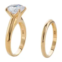 Diamonart Womens 3 CT. T.W. White Cubic Zirconia 14K Gold Over Silver Bridal Set