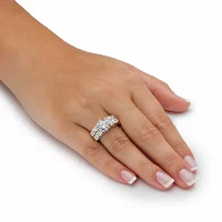 DiamonArt® Womens 3 CT. T.W. White Cubic Zirconia Platinum Over Silver Bridal Set