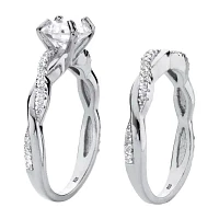 DiamonArt® Womens / CT. T.W. White Cubic Zirconia Sterling Silver Bridal Set