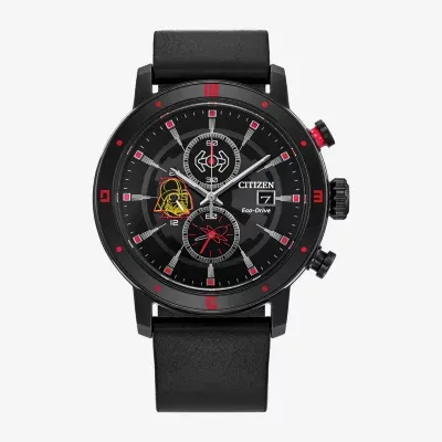 Citizen Darth Vader Star Wars Mens Chronograph Black Leather Strap Watch Ca0769-04w