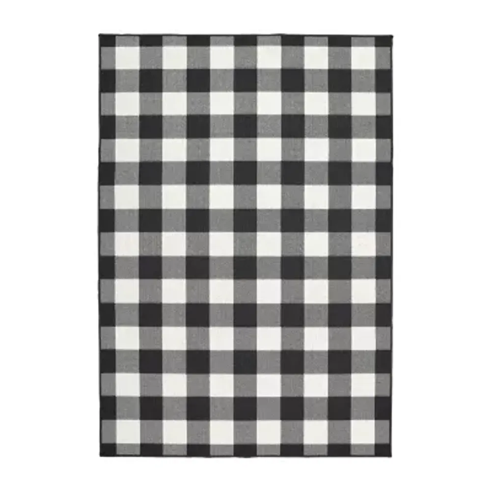 Covington Home Martinique Gingham Plaid Indoor Outdoor Rectangular Accent Rug