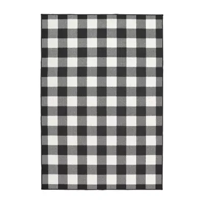 Covington Home Martinique Gingham Plaid Indoor Outdoor Rectangular Accent Rug