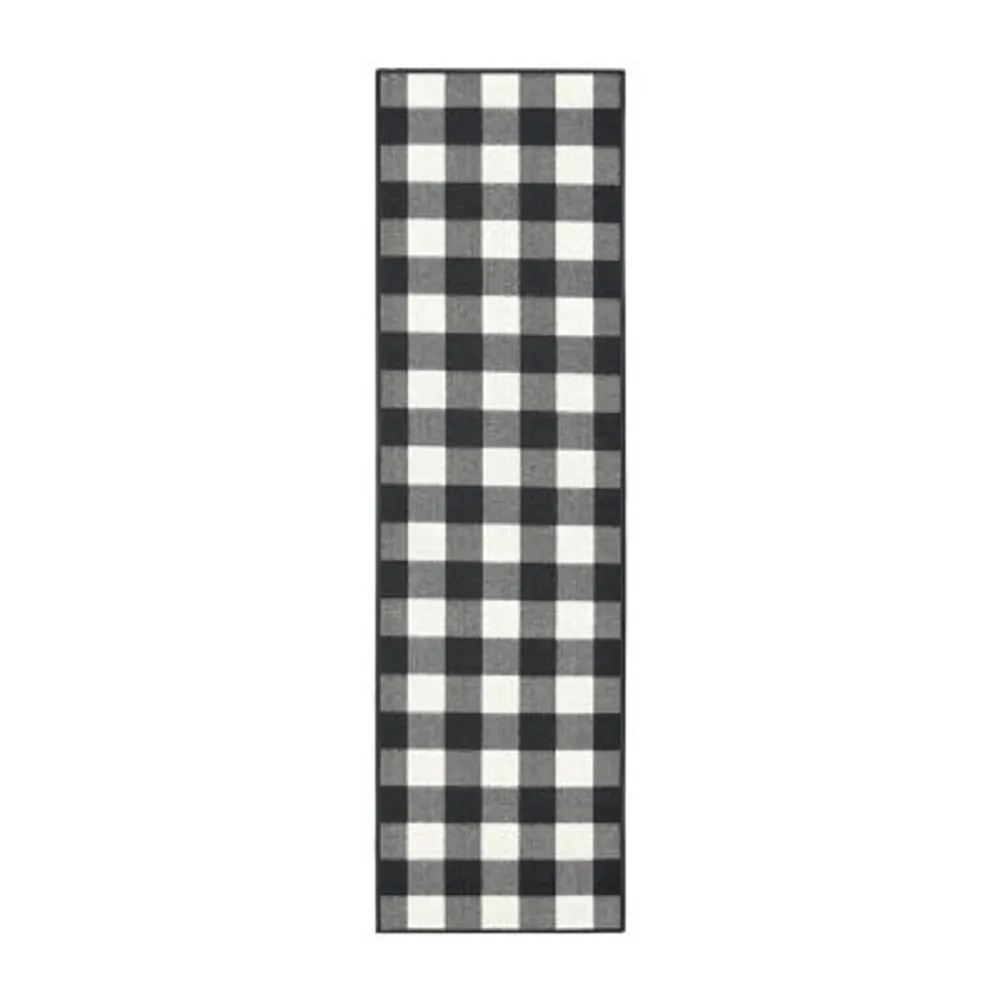 Covington Home Martinique Gingham Plaid 2'3"X7'6" Indoor Outdoor Rectangular Runner