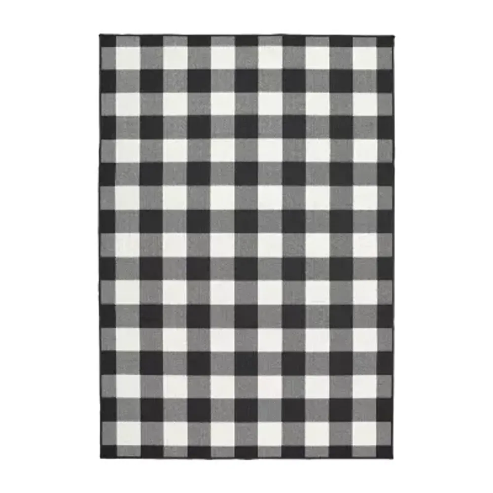 Covington Home Martinique Gingham Plaid Indoor Outdoor Rectangular Accent Rug