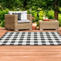 Covington Home Martinique Gingham Plaid Indoor Outdoor Rectangular Accent Rug