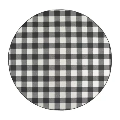 Covington Home Martinique Gingham Plaid 7'10" X Indoor Outdoor Round Area Rug