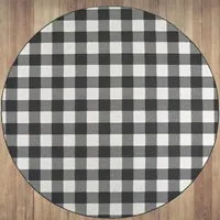 Covington Home Martinique Gingham Plaid 7'10" X Indoor Outdoor Round Area Rug