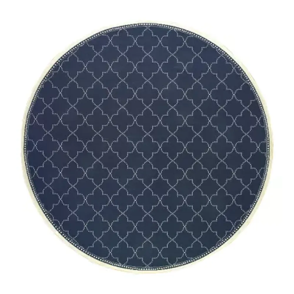 Covington Home Martinique Scallop Trellis 7'10" X 7'10" Indoor Outdoor Round Area Rug