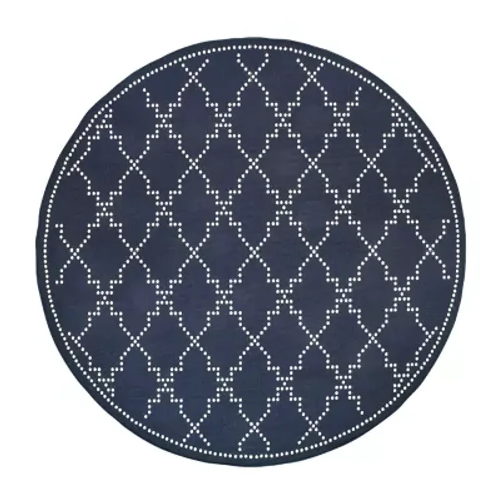 Covington Home Martinique Trellis 7'10" X 7'10" Indoor Outdoor Round Area Rug