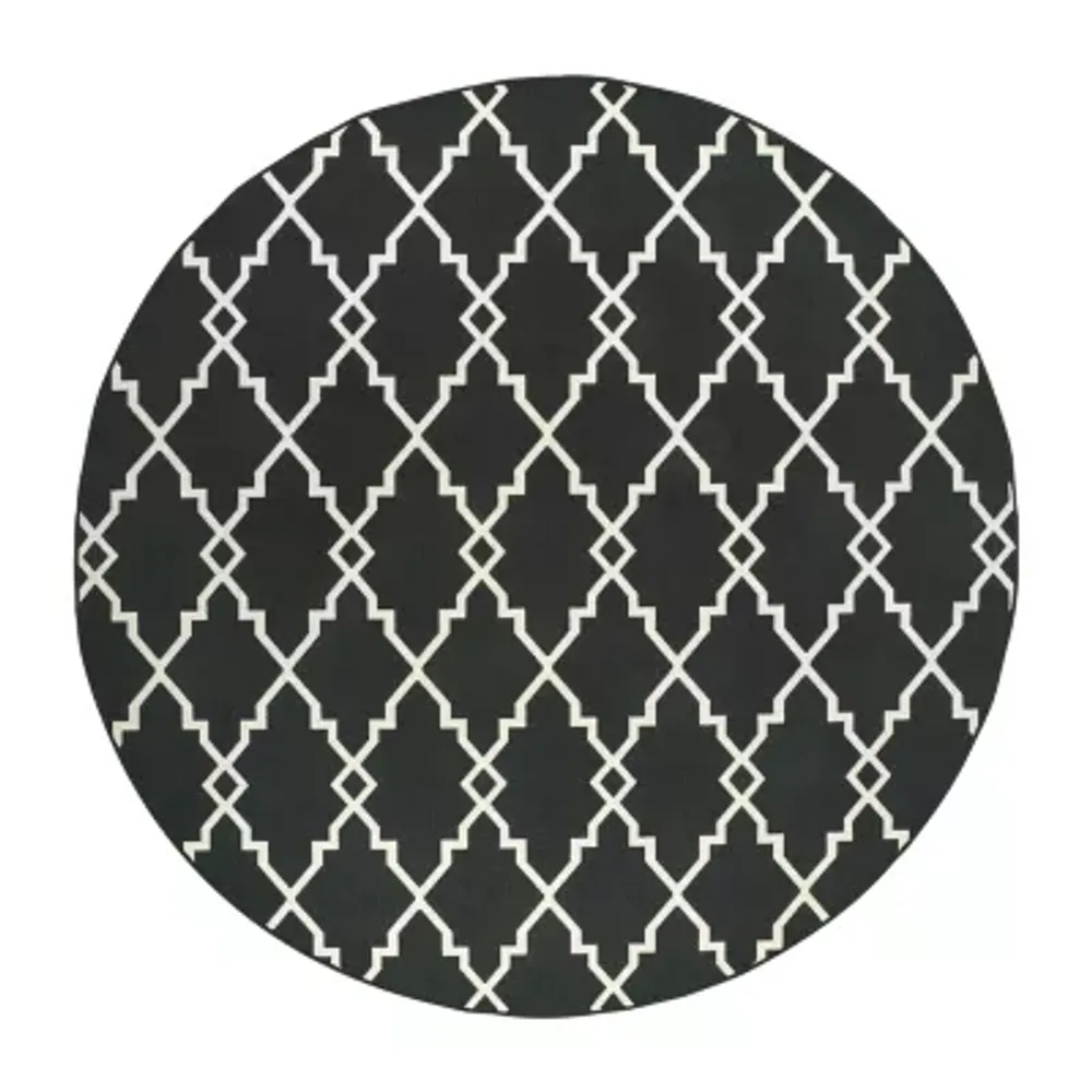 Covington Home Martinique Intricate Trellis 7'10" X 7'10" Indoor Outdoor Round Area Rug