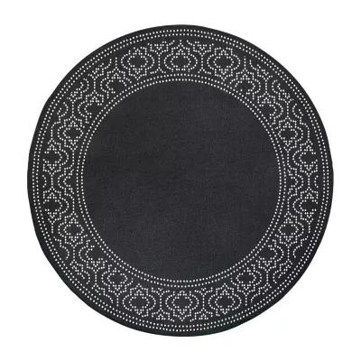 Covington Home Martinique Bordered 7'10" X 7'10" Indoor Outdoor Round Area Rug