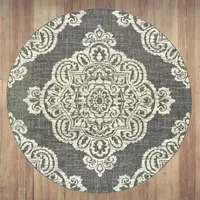 Covington Home Martinique Center Medallion 7'10" X 7'10" Indoor Outdoor Round Area Rug