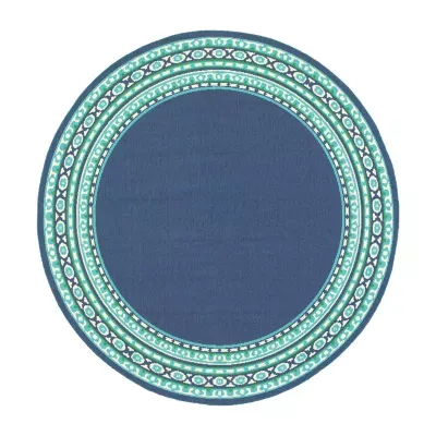 Covington Home Marquesas Border 7'10"X7'10" Indoor Outdoor Round Area Rug