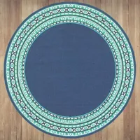 Covington Home Marquesas Border 7'10"X7'10" Indoor Outdoor Round Area Rug