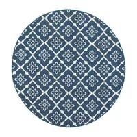 Covington Home Marquesas Floral Diamond 7'10"X7'10" Indoor Outdoor Round Area Rug