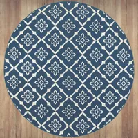 Covington Home Marquesas Floral Diamond 7'10"X7'10" Indoor Outdoor Round Area Rug