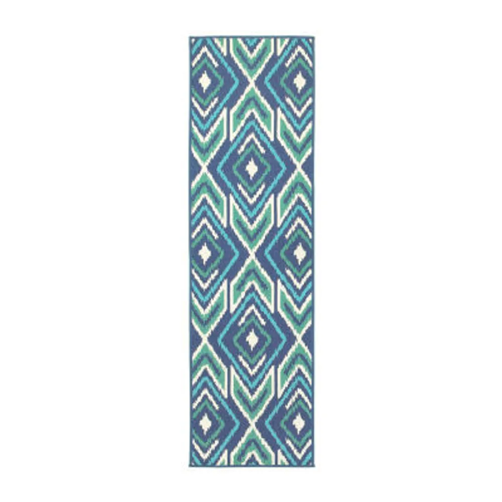 Covington Home Marquesas Diamond Ikat 2'3"X7'6" Indoor Outdoor Rectangular Runner