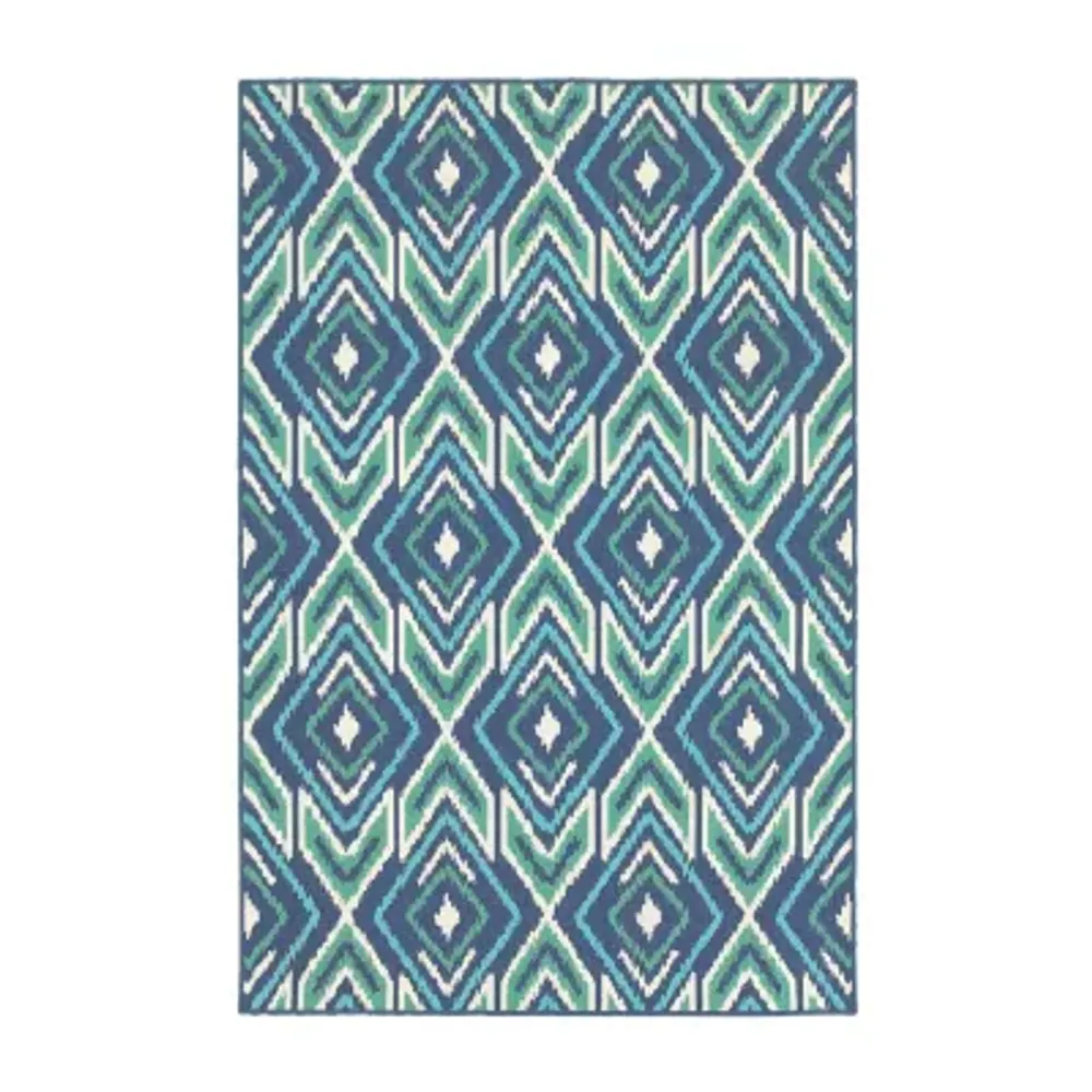 Covington Home Marquesas Diamond Ikat Indoor Outdoor Rectangular Area Rug