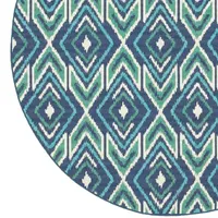 Covington Home Marquesas Diamond Ikat 7'10"X7'10" Indoor Outdoor Round Area Rug