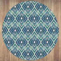 Covington Home Marquesas Diamond Ikat 7'10"X7'10" Indoor Outdoor Round Area Rug