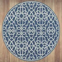 Covington Home Marquesas Intricate Trellis 7'10"X7'10" Indoor Outdoor Round Area Rug