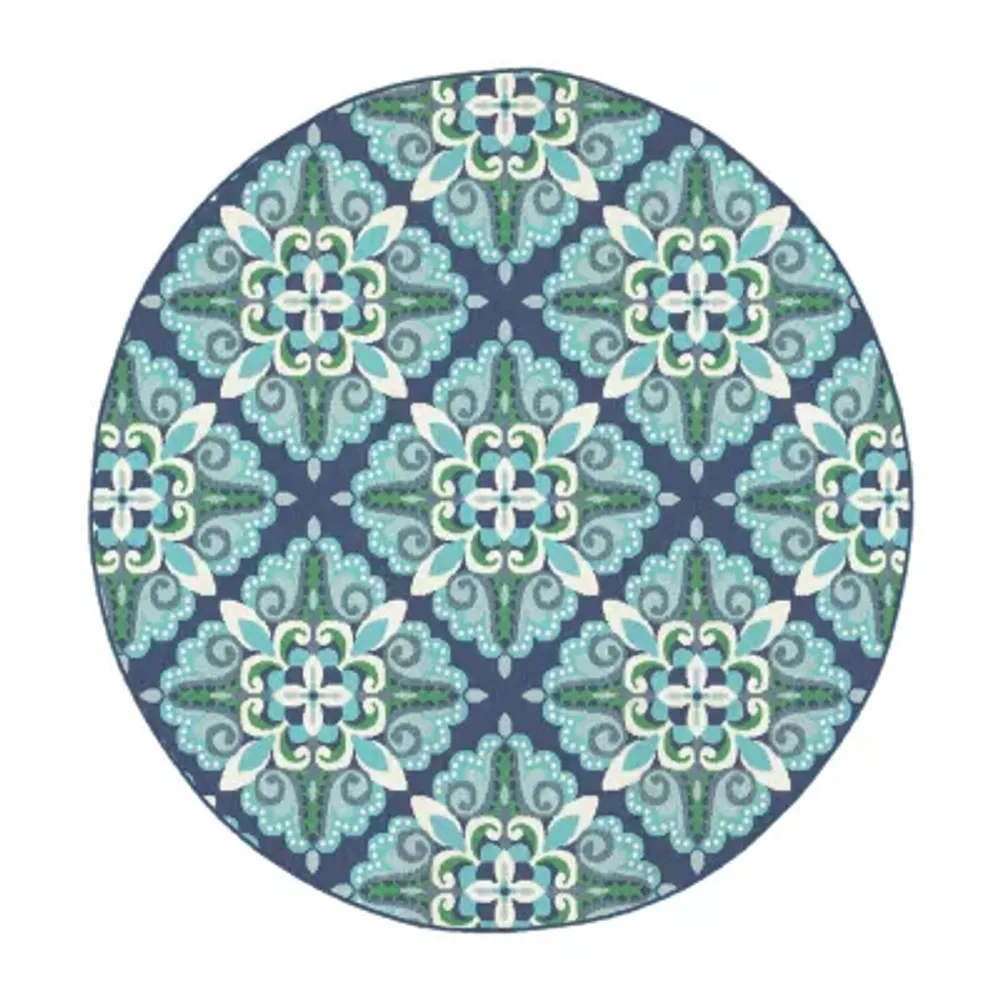 Covington Home Marquesas Medallion 7'10"X7'10" Indoor Outdoor Round Area Rug